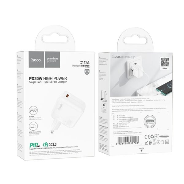Hoco C112A Advantage wall charger single port PD30W charger(EU)