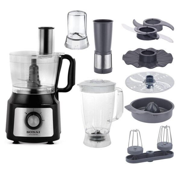 Sonai Smart Chef Food Processor, 1.2 Liter ,800 Watt,Black– SH-5800