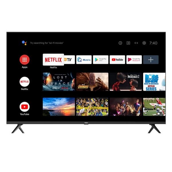 Haier 55 Inch Smart 4K TV- Android 11 - HDR 10 - HDMI 2.1 (4 Ports) - 2 USB - Built-in Reciever - Chromecast Built-in - H55K62UG