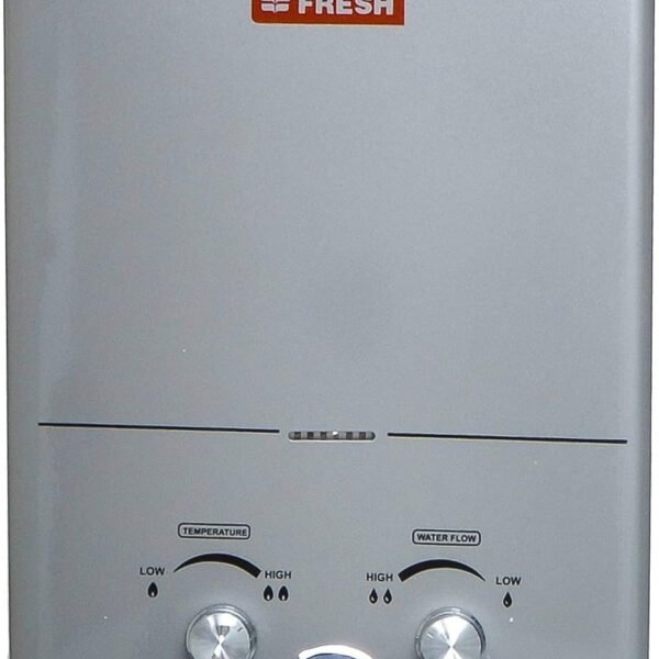 Fresh Natural Gas Water Heater with Adapter, 6 Liter Capacity, Silver