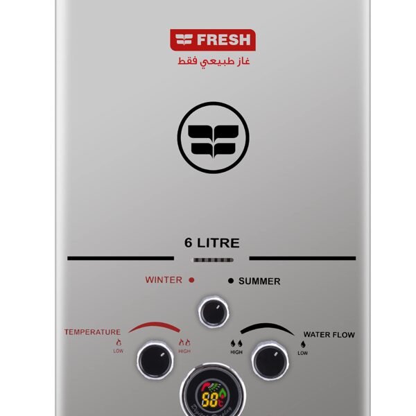 Fresh natural Gas Water Heater 6 liter - Silver