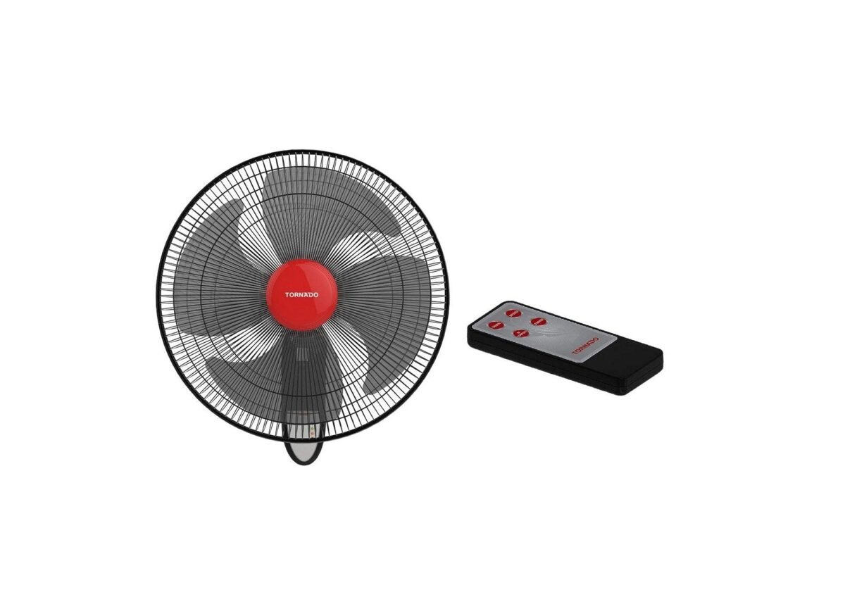 TORNADO Wall Fan 18 Inch 4 Blades Remote Black EPS-18R - Image 1