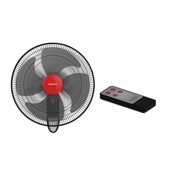 TORNADO Wall Fan 18 Inch 4 Blades Remote Black EPS-18R