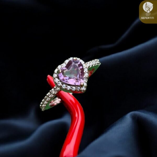 Hearted shape Amethyst ring