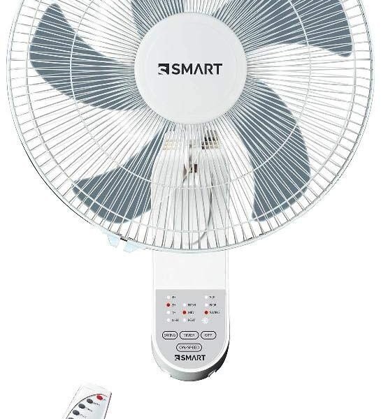 Smart SWF181R 5 Blades Wall Fan and IR Remote, 18 Inch Size, White