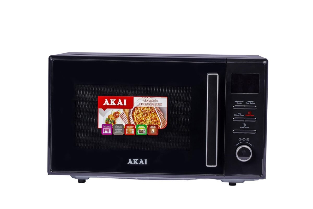 AKAI 30Liters Black Microwave 900W | Digital Control | 5 Microwave Power Levels | 8 Auto Menus | Microwave Input 1450W | Microwave Output 900W | Grill Input 1150W | One year Warranty | MWMA-M30DS - Image 1