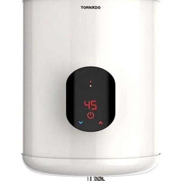 Tornado EWH-S45CSE-F Electric Water Heater with Digital Screen, 45 Liters - Off White