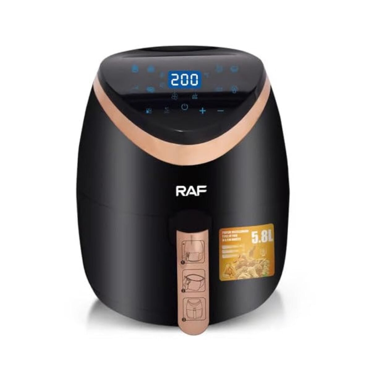 RAF Air Fryer,R.5234,5.8L 1500W,Black - Image 1