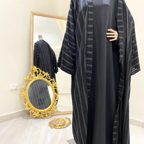 Rawnaq Abaya white stitches
